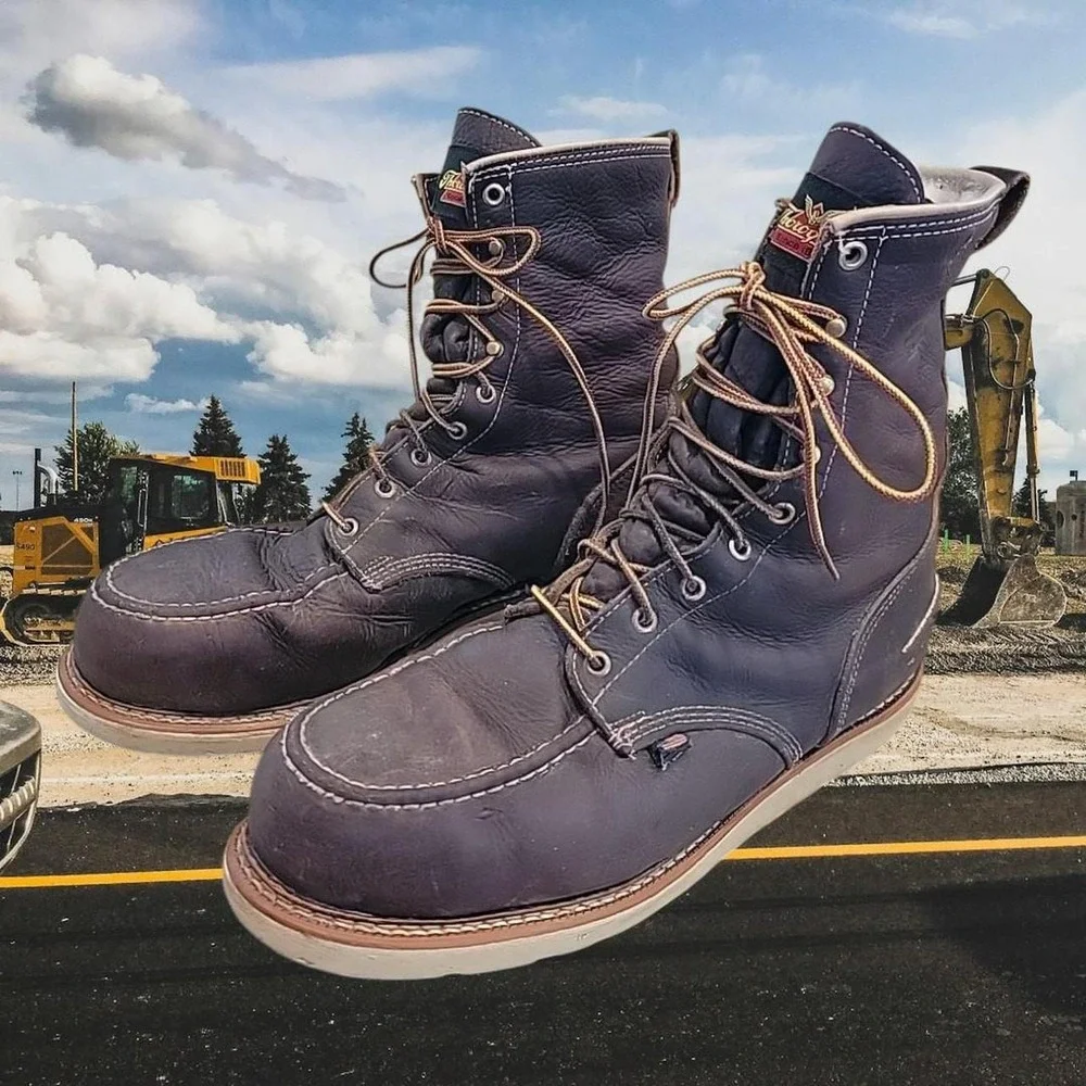 Thorogood Work Boots Brown Men Size 12D Max Wear Wedge Safety Steel Toe